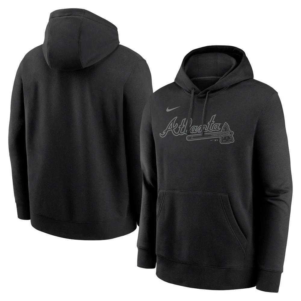 Nike Atlanta Braves Blackout Wordmark Hoodie 1 Nike Atlanta Braves Blackout Wordmark Hoodie