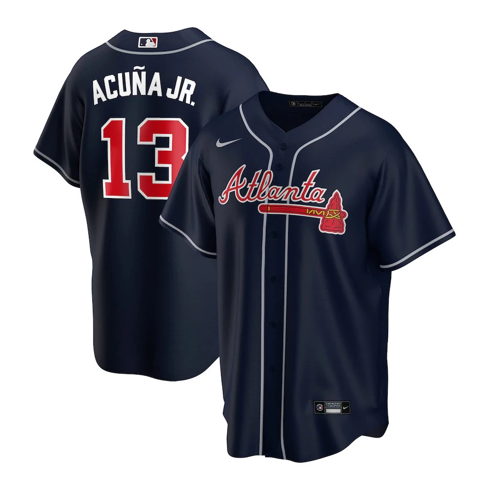 Nike Ronald Acuna Jr. Atlanta Braves Youth Navy Jersey 1 Nike Ronald Acuna Jr. Atlanta Braves Youth Navy Jersey